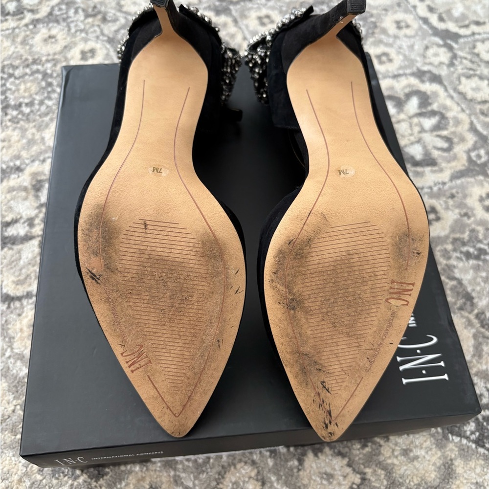 INC International Concepts Black Heels with Silver Embellishments - Picture 6 of 6